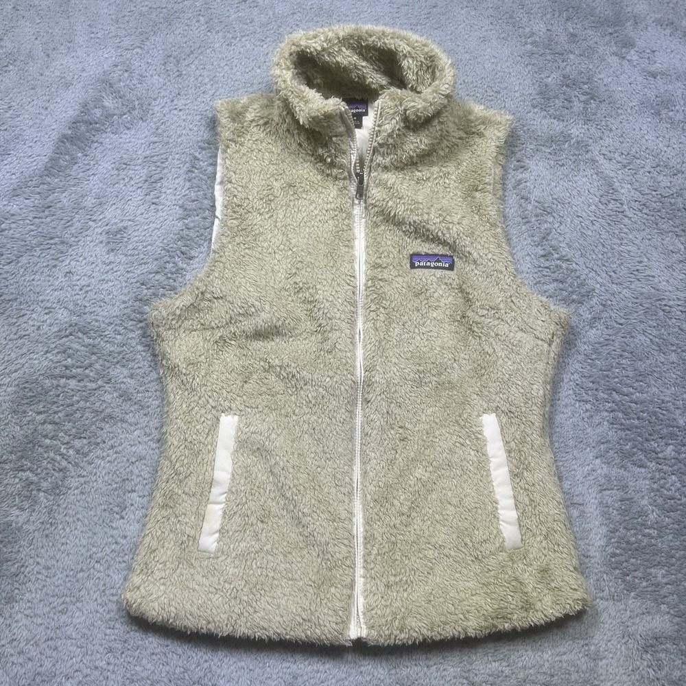 Patagonia Los Gatos Vest Women's M Beige Sleeveless Outdoor Deep Pile Full Zip
